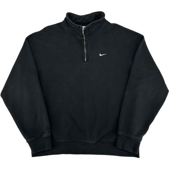 Nike Other - Men's Black Nike Solo Swoosh 1/4 Zip Fleece Pullover Sweatshirt Sz L DQ5209-010